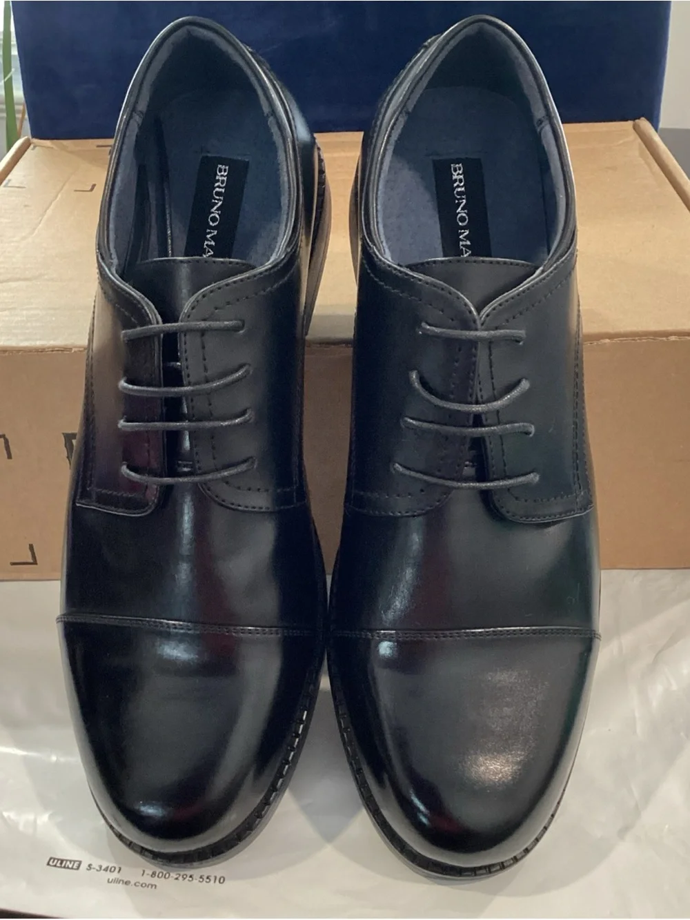 Bruno Marc Downing-01 Men’s Size 12 Black Cap Toe Dress Shoes NWOB